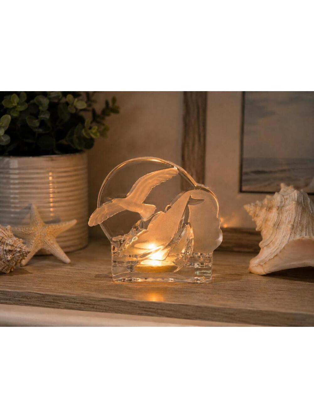 Vintage Retired PartyLite Seagull Sailboat Candle Holder w/Frosted Clear Glass - Picture 1 of 9